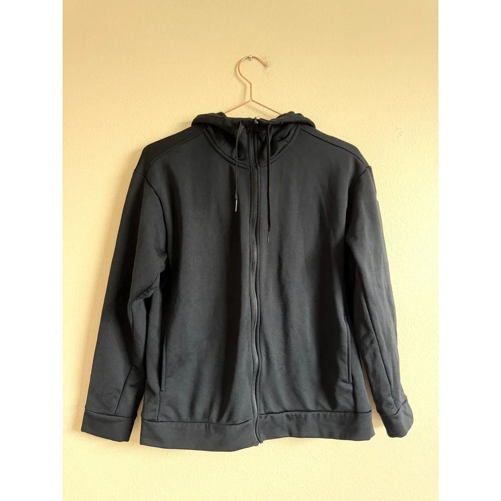 Nike Womens Hoodie XS Black Poly Blend AH8897-010 Full Zip Swoosh Logo
